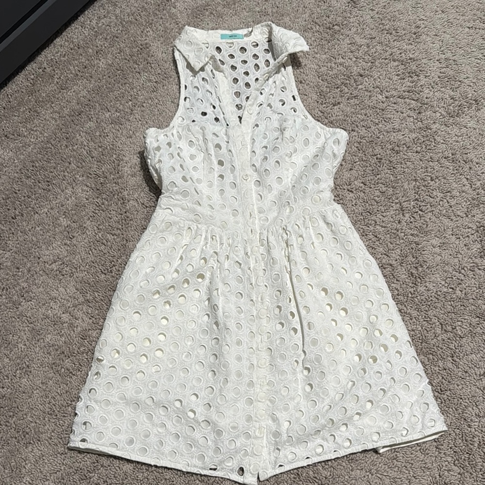 White Eyelet Sleeveless Dress Small
